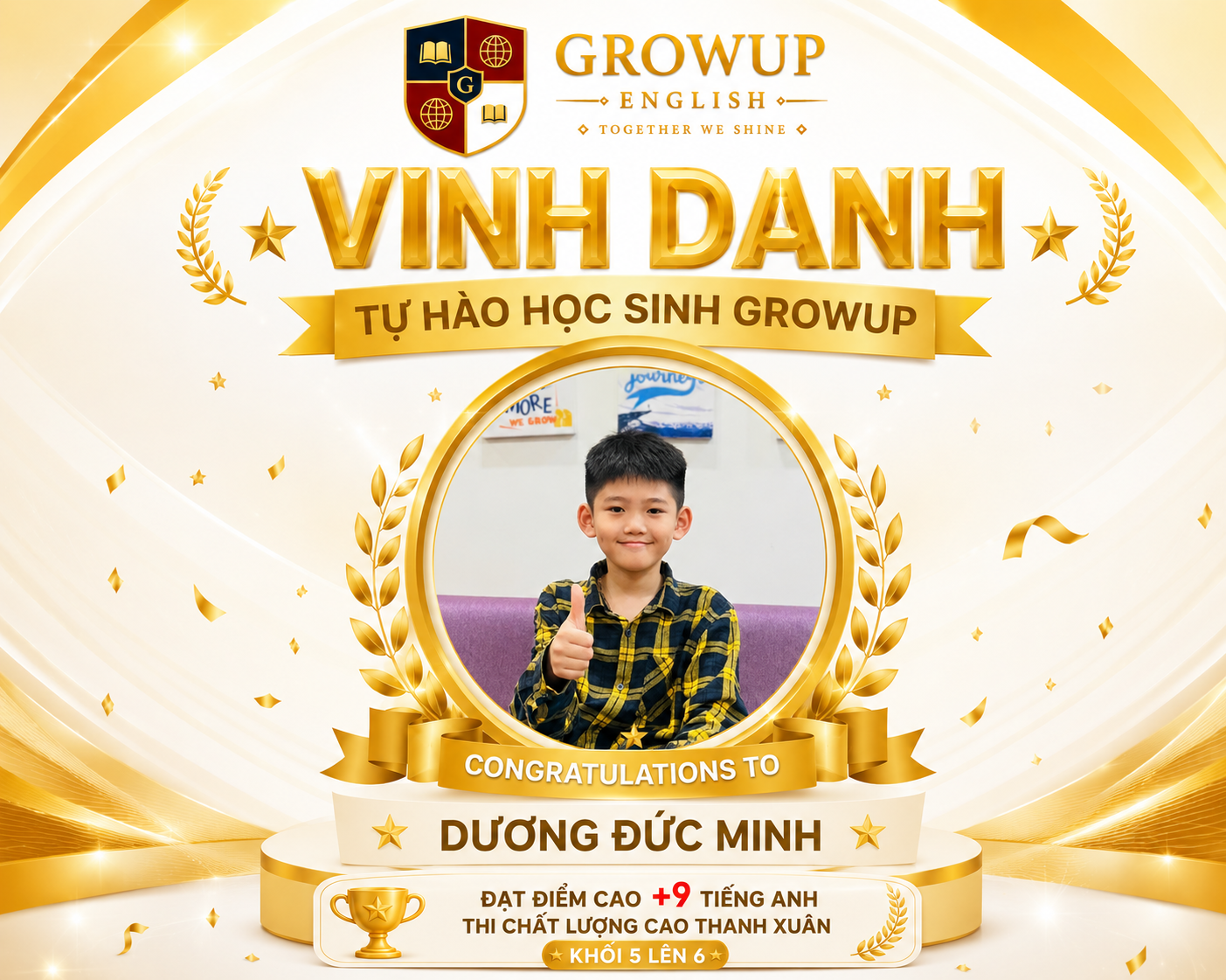 VINH DANH HỌC SINH ĐẠT ĐIỂM CAO TIẾNG ANH  CHẤT LƯỢNG CAO